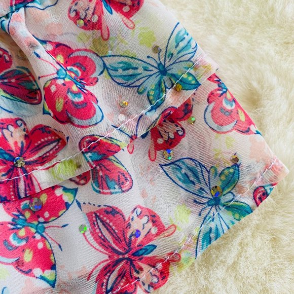 Girl’s Infant Outfit Butterfly Top Capri Denim Leggings Size 12 months Spring - Picture 4 of 14